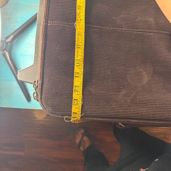 VTG Y2K ROXY Brown Corduroy Rolling Suitcase With Buckle Detail Zippers & Retrac - Picture 8 of 9